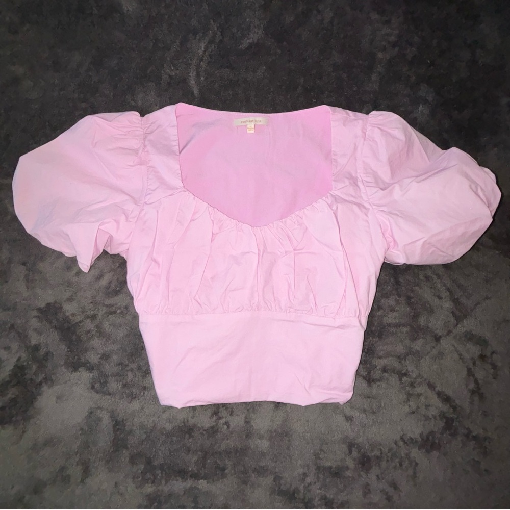 Women's Pink Puff Sleeve Top